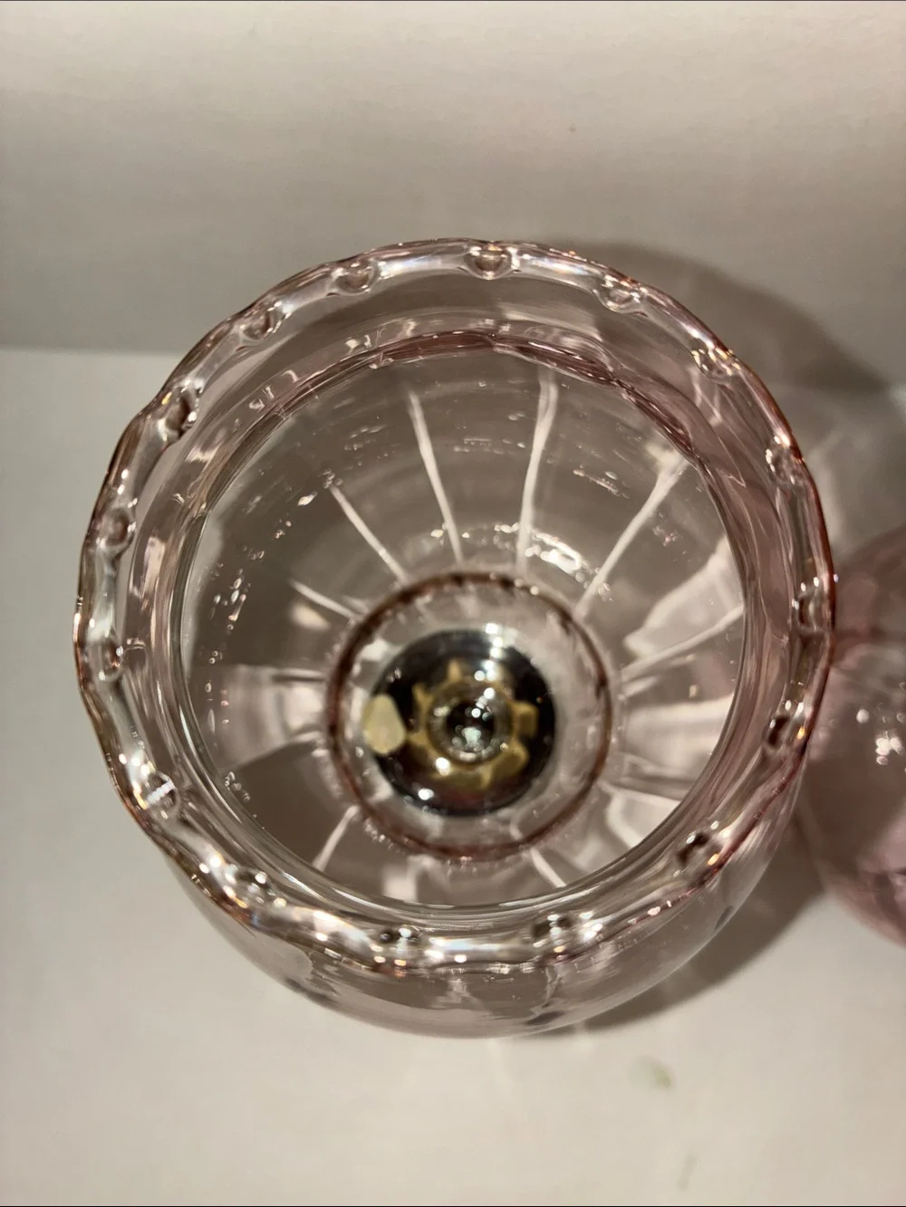 Vintage Homco Celeste Pink Glass Hurricane Lamp Shades